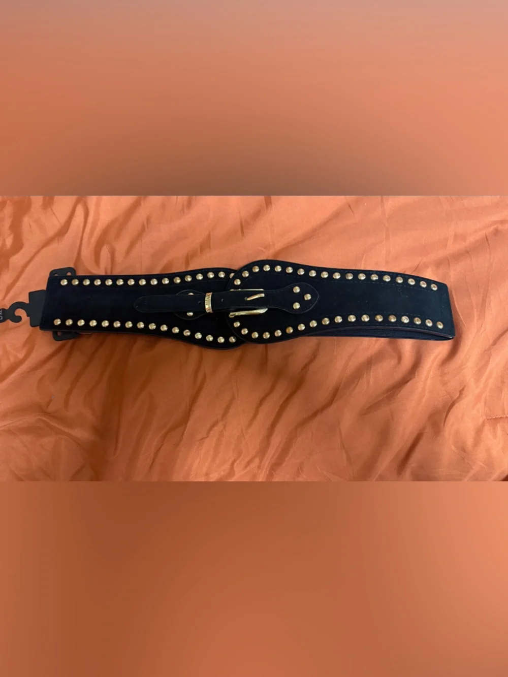 Black Studded Waist Belt with Gold Hardware NWT
